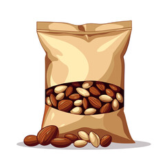 Mixed nuts and seeds in bold illustration, energy and health concept