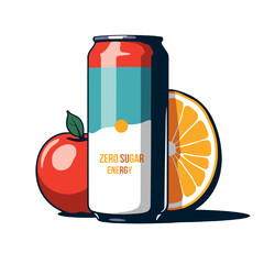 Bold zero sugar energy drink with apple and orange, health concept
