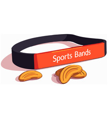 Bold vector illustration of resistance band with snacks, health concept