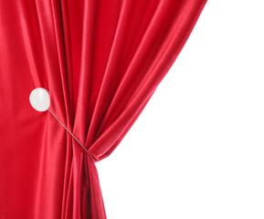 Red velvet curtain isolated on white background