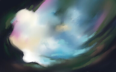 abstract background with blue sky digital art for card decoration illustration