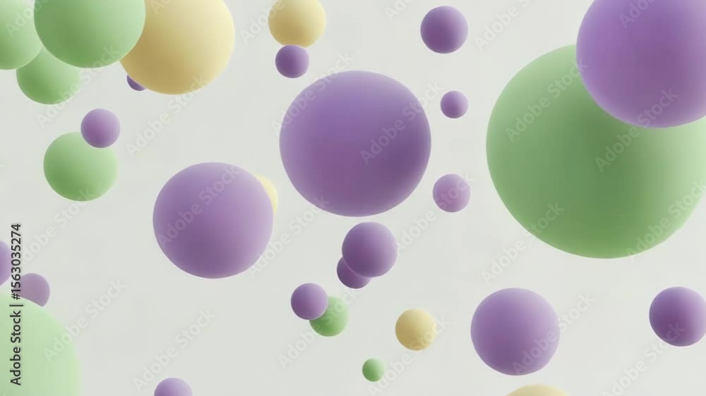 Poster pastel spheres float gently against a light background, creating a soft and abstract composition