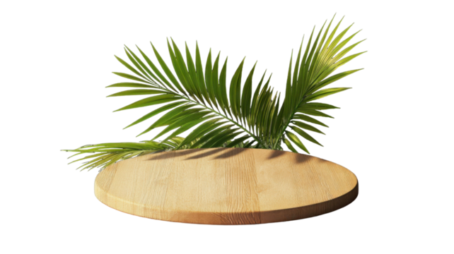 Tropical coconut palm tree with green fronds isolated on white background
