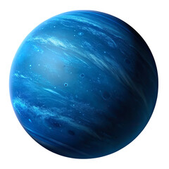 Neptune with deep blue swirling clouds, icy gaseous texture, realistic 3D render, isolated on transparent background