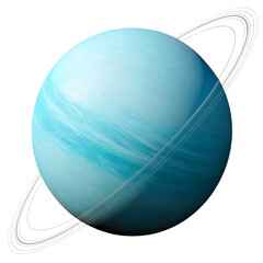 Light Blue Planet Uranus Isolated on Transparent Background
