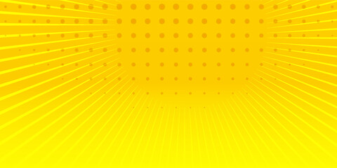 Yellow comic background with sun burst and dot halftone