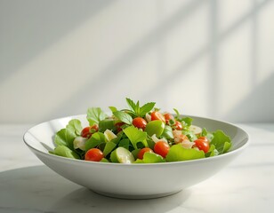 Fresh Green Salad in White Bowl