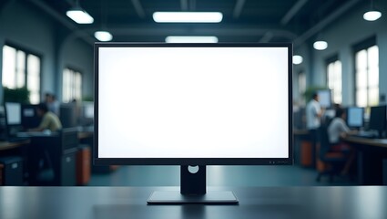 Commercial Display Mockup: Blank Monitor Screen in Industry Environment