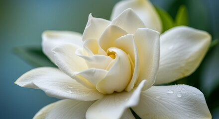 Fototapeta premium 清楚な光輝く白い花びら 優雅な香り漂う 繊細な造形美. AI Generated