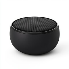 Modern black portable speaker on white background (1)