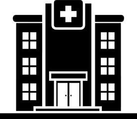 Hospital Building Icon with Medical Cross Symbol