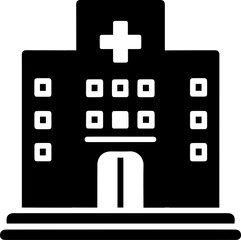 Obraz premium Hospital Building Icon with Medical Cross Symbol