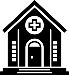 Hospital Building Icon with Medical Cross Symbol
