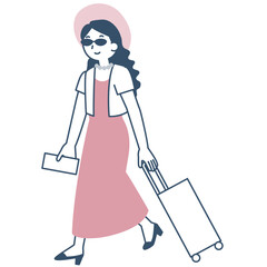 旅行に行く女性