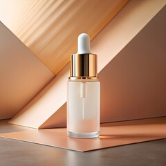 Skincare Dropper Bottle with Geometric Shadow