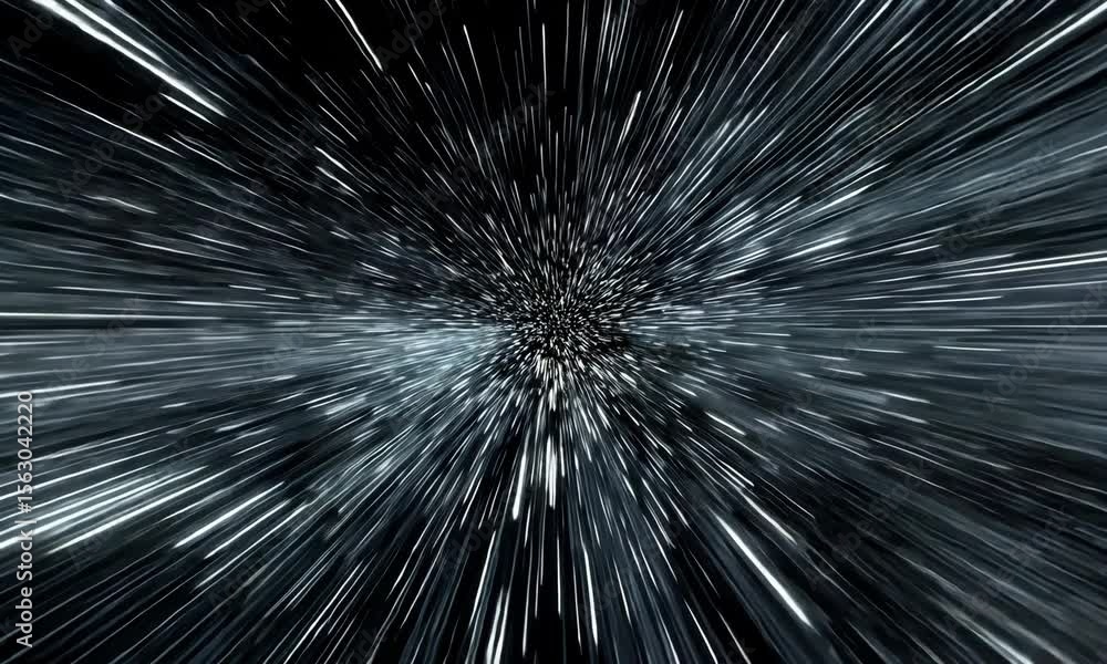 Poster abstract representation of speed and motion through a dynamic burst of light and energy in dark spac