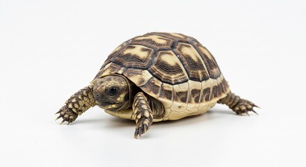 小さな亀 ゆっくり歩く 明るい背景 穏やかな光 (Chiisana kame yukkuri aruku akarui haikei odayakana hikari) Translation: Small turtle walks slowly bright background calm light. AI Generated