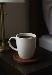 Obraz premium Cozy Morning Coffee on a Nightstand