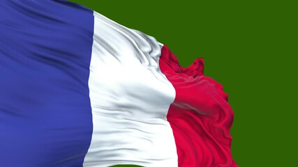flag of france. close up of france flag blowing in the wind . france flag loop. green screen - Powered by Adobe