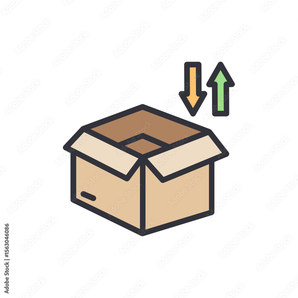 Poster Symbolic Box With Upward And Downward Arrows For Loading Unloading