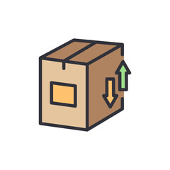 Stylized Delivery Box With Up And Down Arrows Indicating Shipping Direction