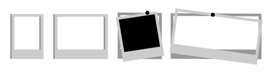 Empty white photo frame. Set realistic photo card frame mockup  vector