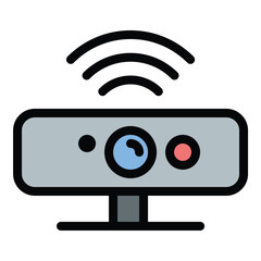 Motion sensor icon flat line style illustration representing movement detection and automation, suitable for smart devices, security systems, and interactive technology projects