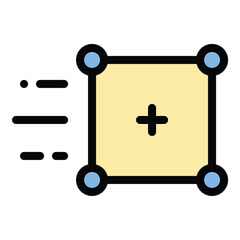 Match moving icon flat line style illustration representing motion tracking and 3D integration in video, suitable for visual effects, film production, and augmented reality projects