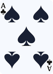 Vector Graphic Illustration of Ace of Spades Card with Symmetrical Layout and Classic Spade Icon
