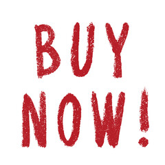 Buy now lettering Handwritten word Modern brush calligraphy Template for marketing ad, print, web, banner, poster, flyer Ink illustration