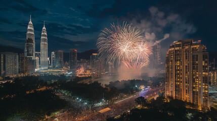 Malaysia's Independence Day celebration with exciting and lively fireworks 