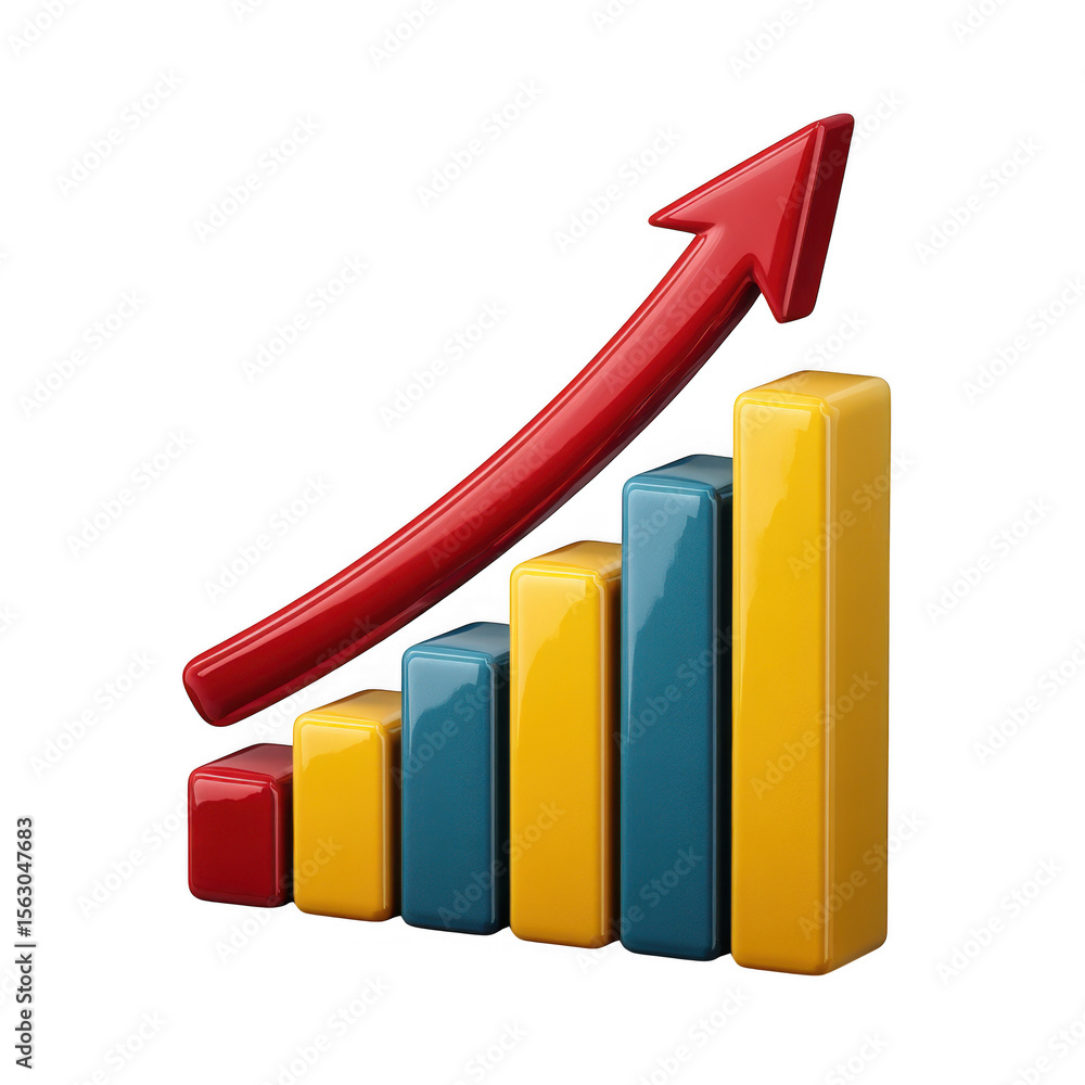 Poster growth chart with upward arrow isolated on transparent background
