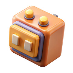 3d Stylized orange cube with buttons isolated on transparent background
