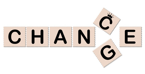 Change Concept with Scrabble Tiles on White Background

