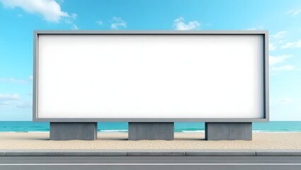 Commercial Display Mockup: Blank Billboard in Beach Environment