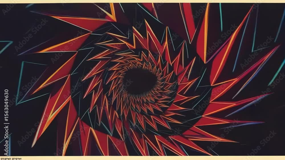 Poster a mesmerizing spiral pattern with red and orange geometric shapes creates a dynamic and abstract des