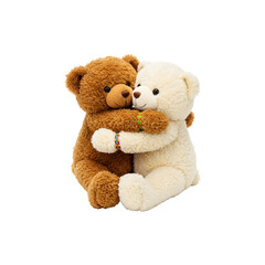 Obraz premium Cute plush teddy bear and puppy lying together as best friends for kids gift ideas