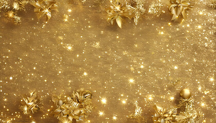 golden christmas background with snowflakes