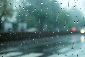 Raindrops on the window glass form intricate patterns. Each drop contains a tiny world inside, reflecting muted light and creating a mesmerizing scene of calm and introspection