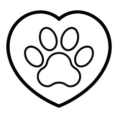 Paw Print Inside a Heart – Single Line Art Vector Illustration – Minimalist Pet Love Symbol for Animal Rescue, Adoption, Veterinary Branding, and Cute Pet-Themed Designs