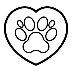 Paw Print Inside a Heart – Single Line Art Vector Illustration – Minimalist Pet Love Symbol for Animal Rescue, Adoption, Veterinary Branding, and Cute Pet-Themed Designs