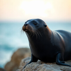 Sea Lion on Coastal Rocks