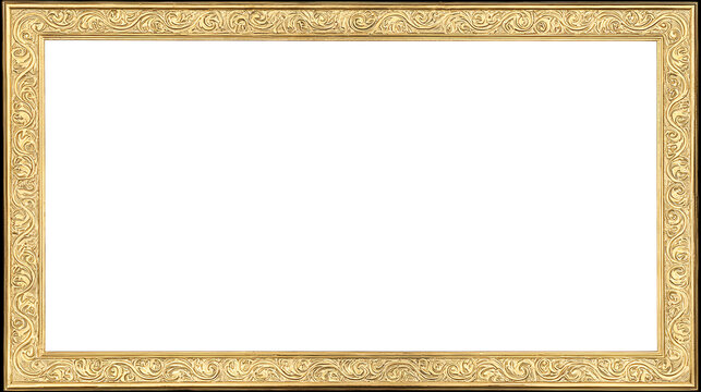 Vintage ornate photo frame with intricate details, isolated on white, conveying timeless elegance and classic charm