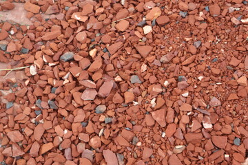 Close-up of a Pile of Red Rock and Stone Fragments