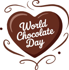 World Chocolate Day Heart Shaped Design with Decorative Swirls Illustration