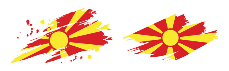 Vector illustration of North Macedonia flag in brush stroke effect on transparent background