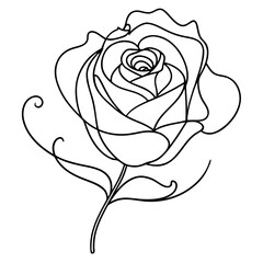 Single Continuous Line Drawing of a Rose – Minimalist Vector Illustration – Elegant Floral Design for Romantic Decor, Tattoos, Nature Art, and Modern Botanical Projects