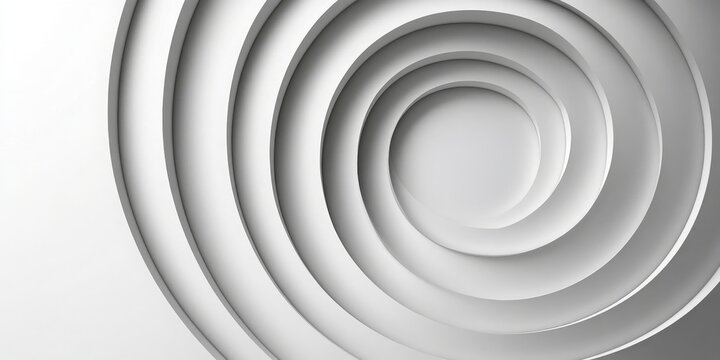 abstract background featuring concentric white spirals, ideal for websites or blogs needing a modern, minimalist, or hypnotic backdrop. The style is 3D render