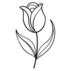 Single Continuous Line Drawing of a Tulip &ndash; Minimalist Vector Flower Illustration for Elegant Floral Decor, Botanical Prints, Wedding Design, and Modern Nature-Inspired Projects