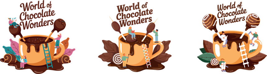World of Chocolate Wonders Mug Illustration with Sweets and Cocoa Candies